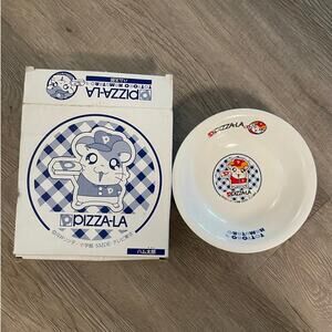 Hamtaro Pizza-LA blue checkered bowl dish